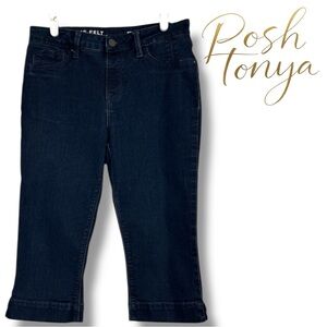 Laurie Felt Pull On Denim Capris Dark Wash Stretch Size S Coastal Casual